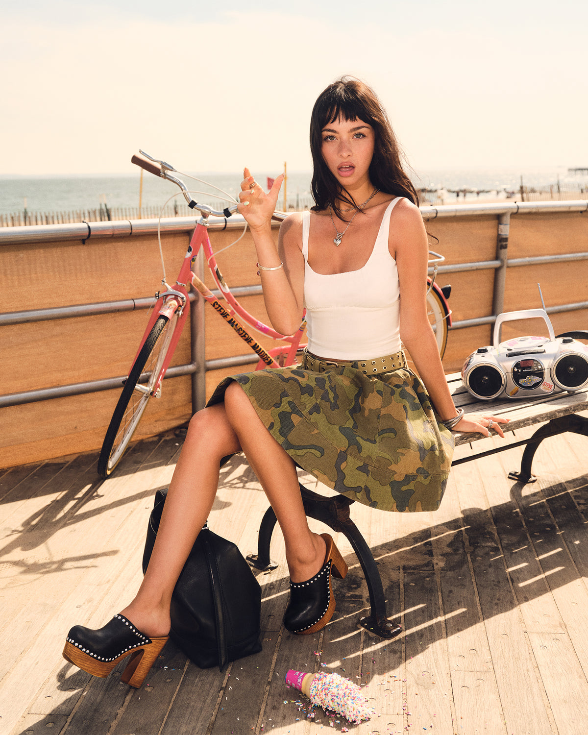 SLOAN Camouflage Mini Denim A-Line Women's Skirt