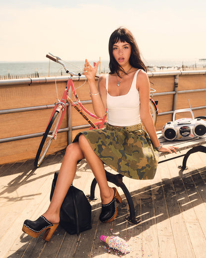 SLOAN Camouflage Mini Denim A-Line Women's Skirt