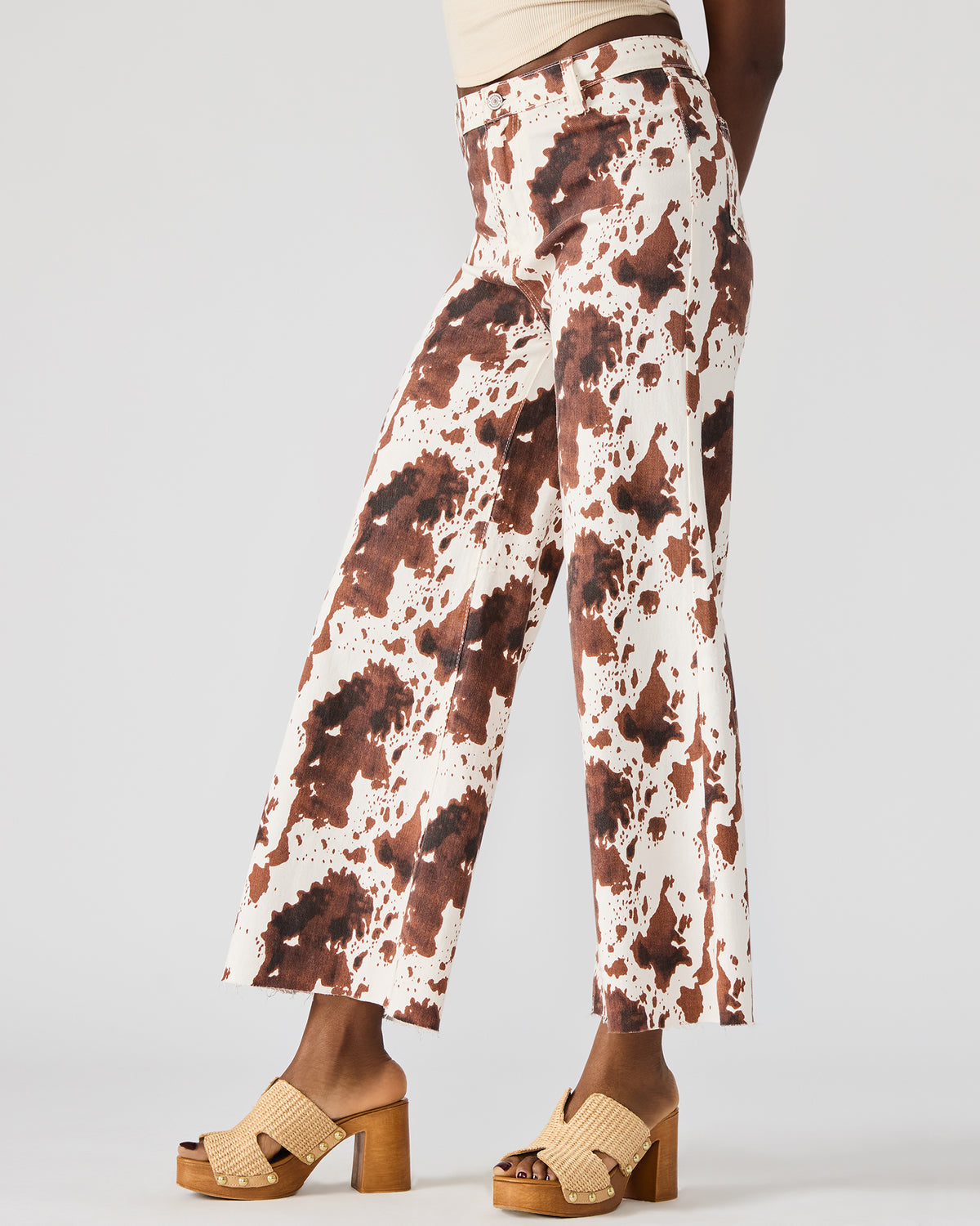 HARLI Brown Cow Print High-Rise Denim Women's Jean