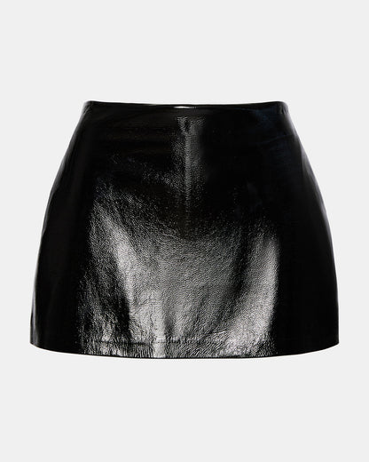AVIVA Skirt Black | Women's Faux Leather Mini Skirt