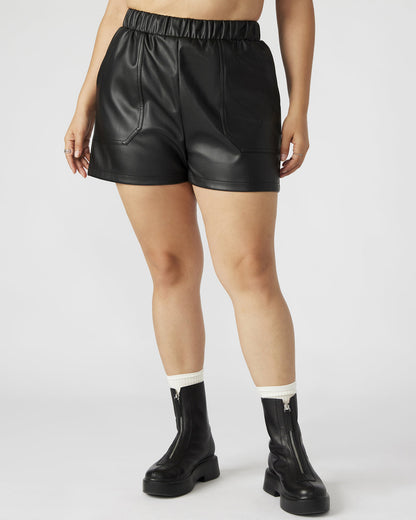 FAUX THE RECORD Short Black | Women's Faux Leather Short
