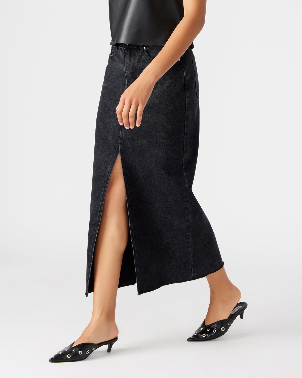 AVANI Denim Skirt Black | Women's Denim Maxi Skirt