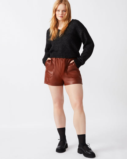 FAUX THE RECORD Short Cognac | Women's Faux Leather Short
