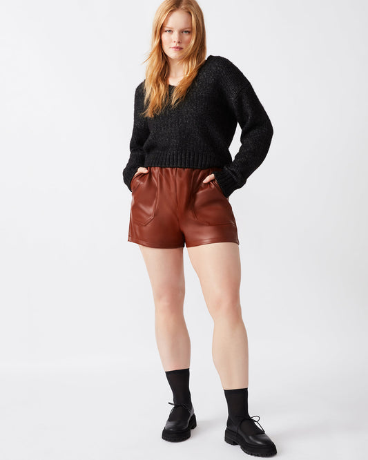 FAUX THE RECORD Short Cognac | Women's Faux Leather Short