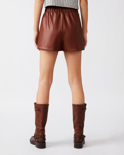 FAUX THE RECORD Short Cognac | Women's Faux Leather Short