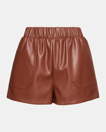 FAUX THE RECORD Short Cognac | Women's Faux Leather Short