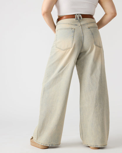 MAGNUS Women's Washed Denim Wide-Leg Jeans