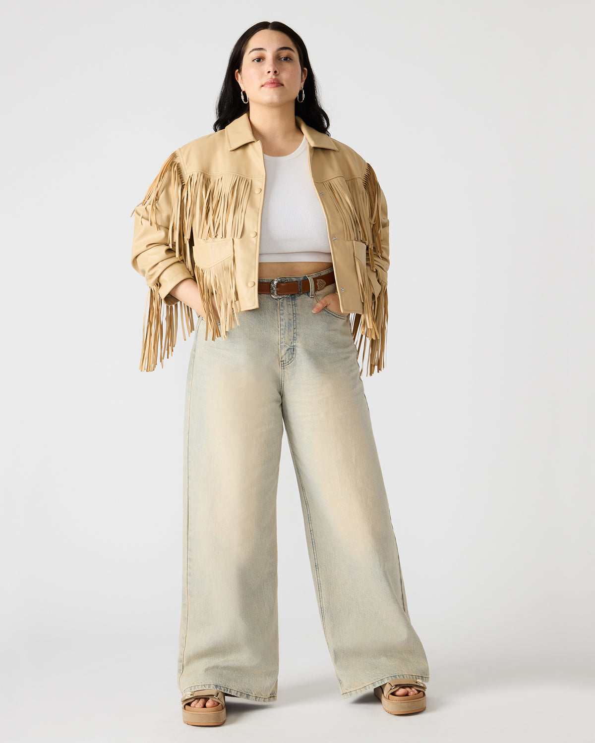 MAGNUS Women's Washed Denim Wide-Leg Jeans