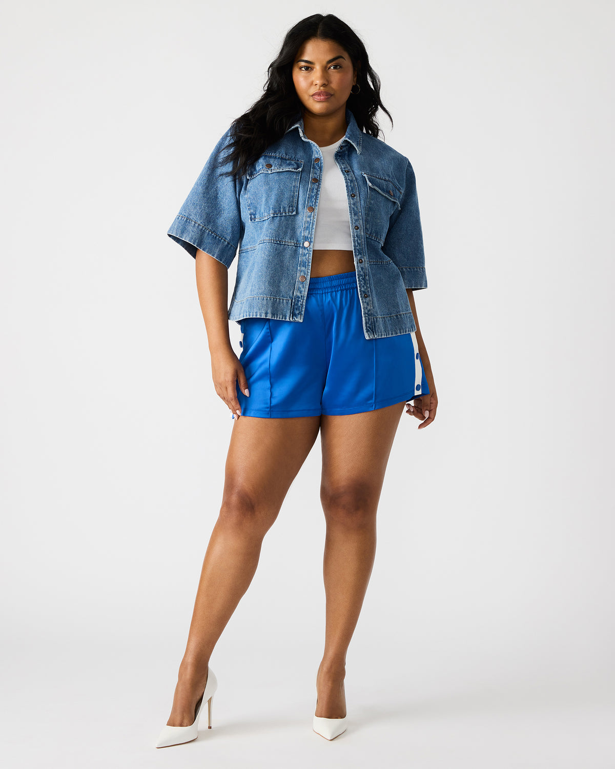 BECKHAM Blue Women's Athletic Track Shorts