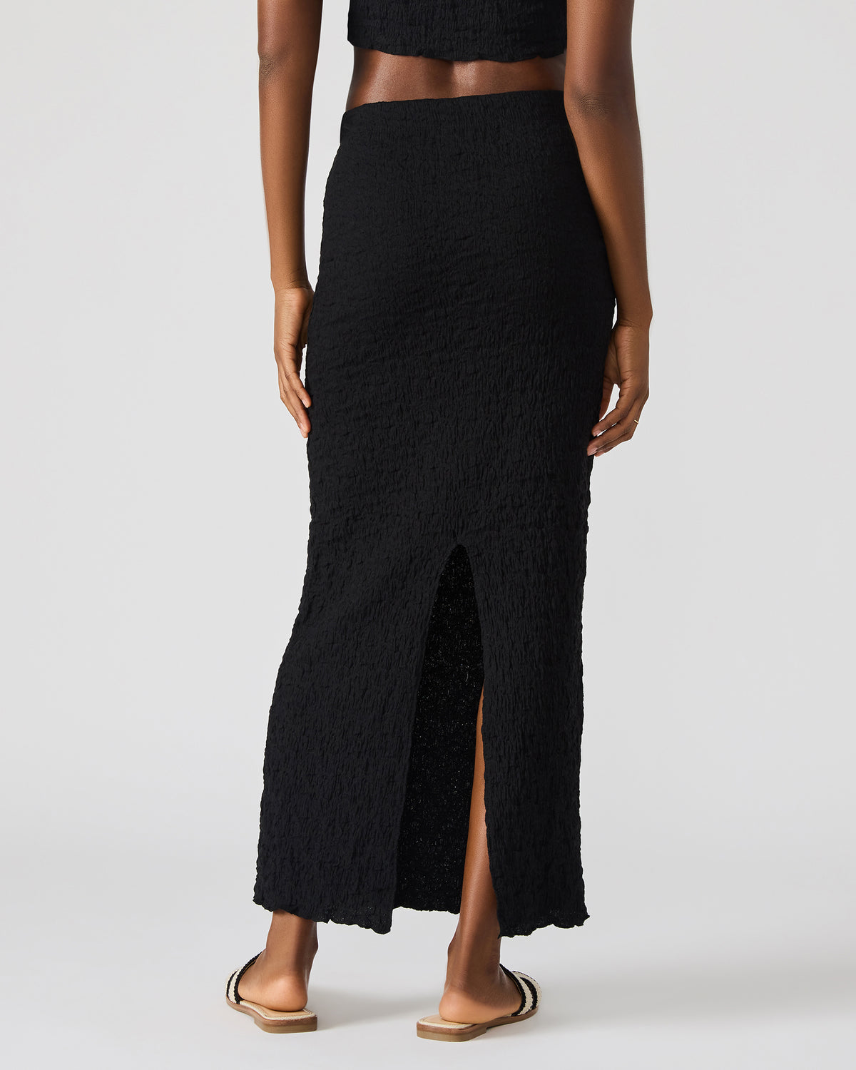 SEASIDE Maxi Skirt Set Black Women's Textured Matching Set