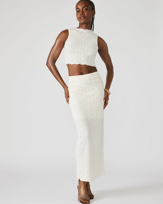 SEASIDE Maxi Skirt Set Cream Women's Textured Matching Set