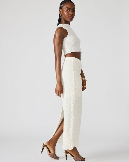SEASIDE Maxi Skirt Set Cream Women's Textured Matching Set