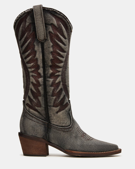 ALBANY Black Denim Pointed-Toe Women's Western Boot