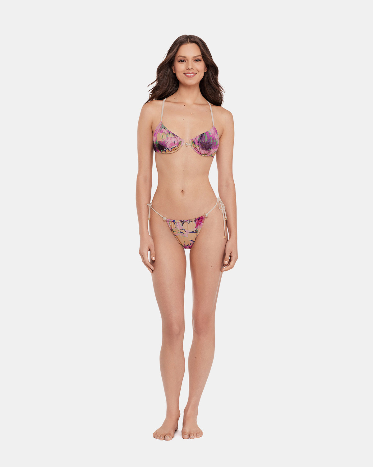 SUPER BLOOM MULTI BIKINI BOTTOM Pearl Floral Pattern Women's Bikini Bottom