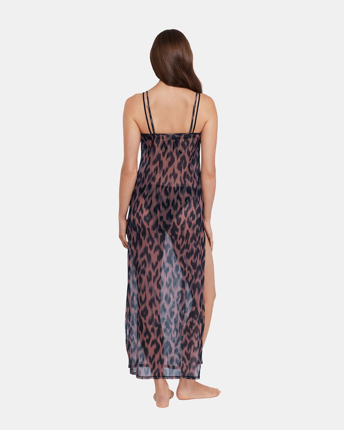 STATIC LEOPARD BIKINI COVER-UP Natural Flowy Mesh Women's Swim Cover-Up