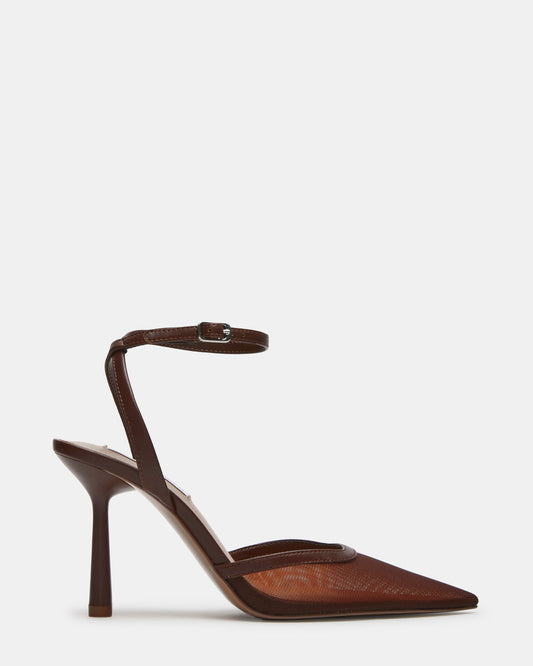 ALLIANCE Mesh Brown Pointed-Toe Pump Women's Heel