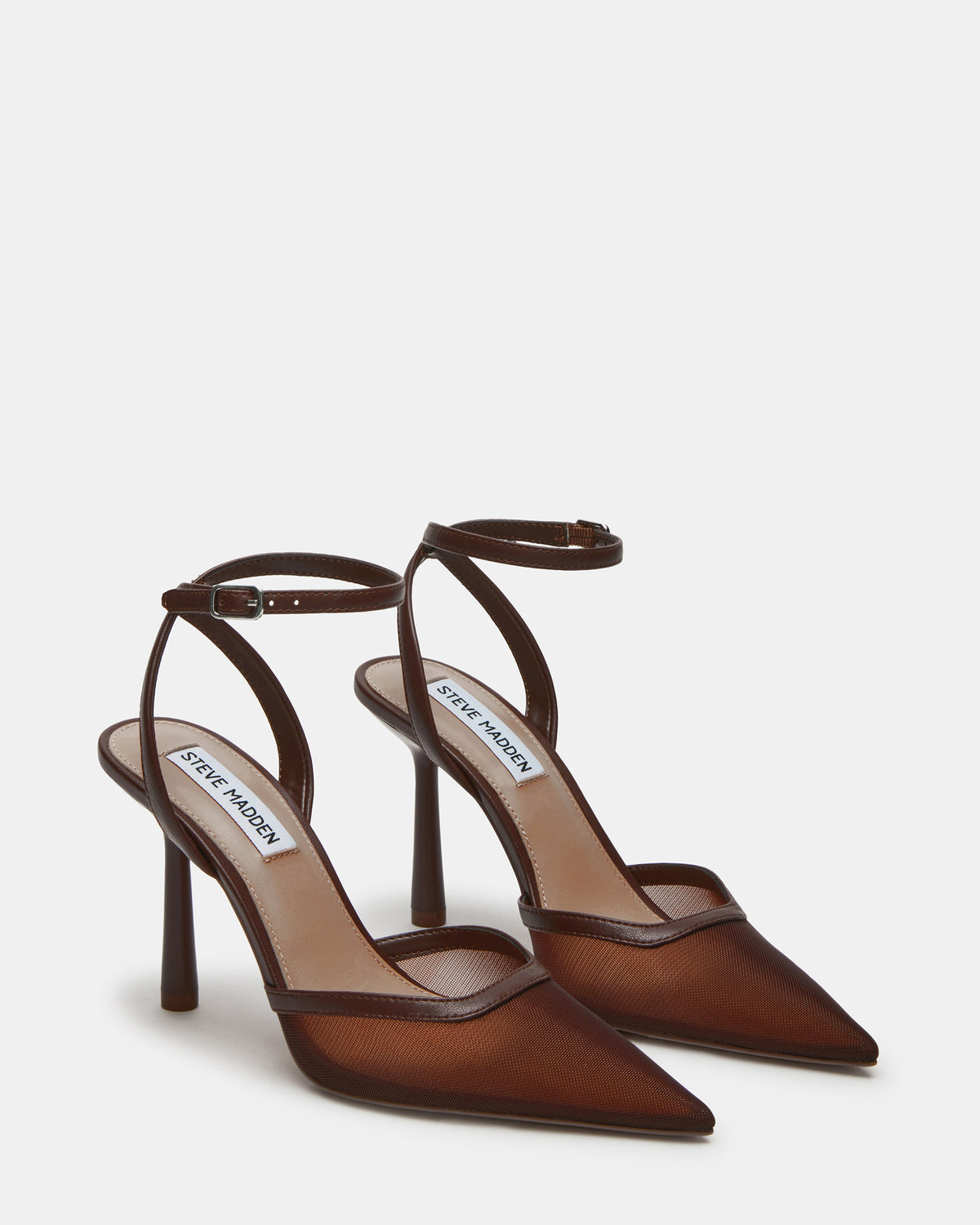 ALLIANCE Mesh Brown Pointed-Toe Pump Women's Heel