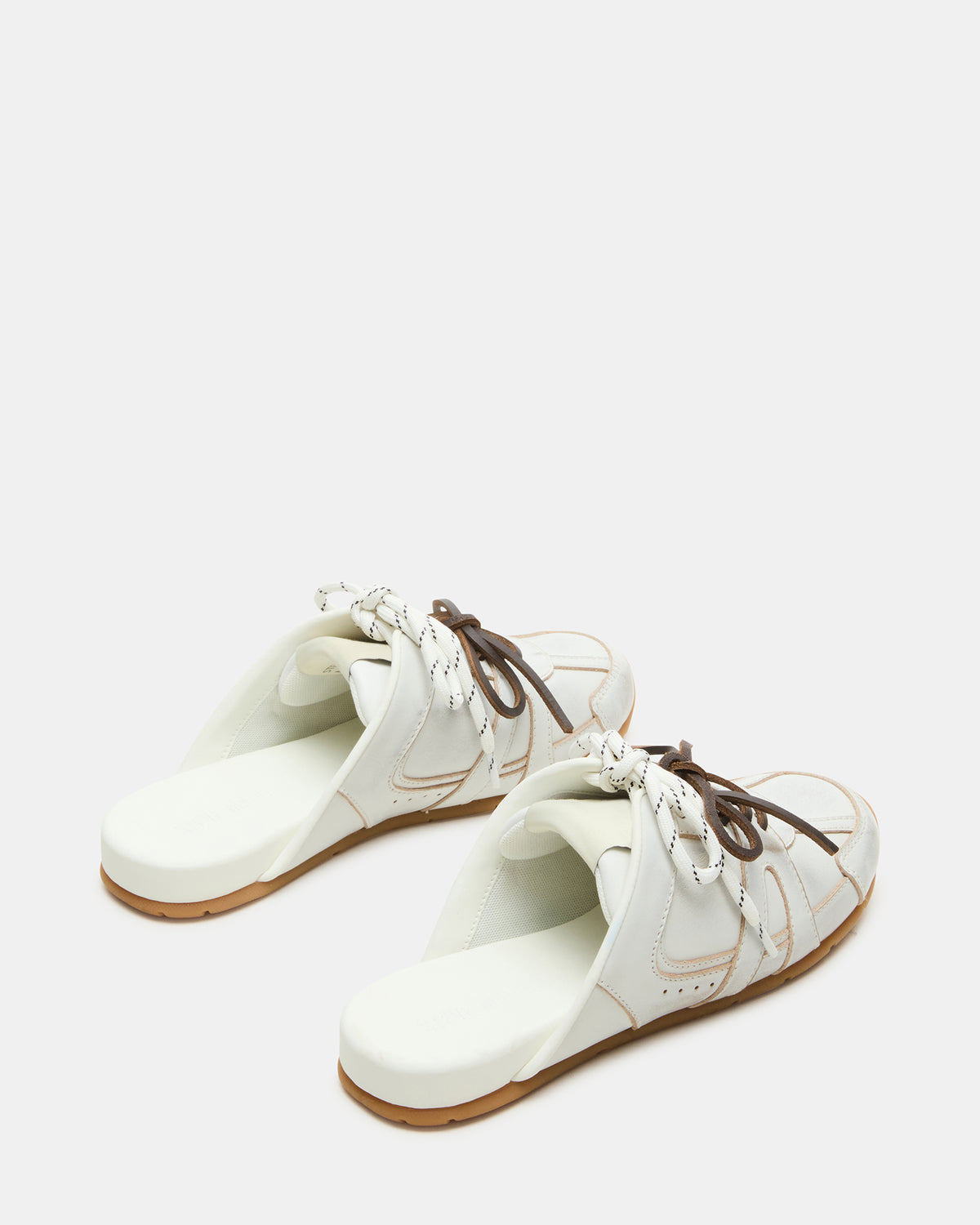 MAYSA White Distressed Women's Low-Top Slip-On Mule Sneakers