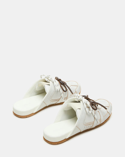 MAYSA White Distressed Women's Low-Top Slip-On Mule Sneakers