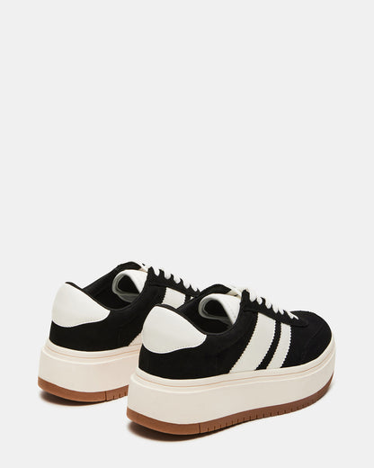 NINJA White/Black Women's Lace-Up Platform Sneaker