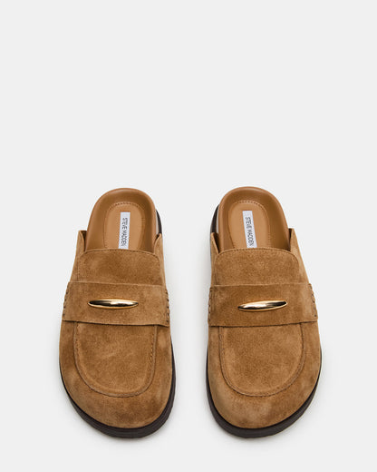 TOBIN Chestnut Suede Slip-On Mule Women's Flat