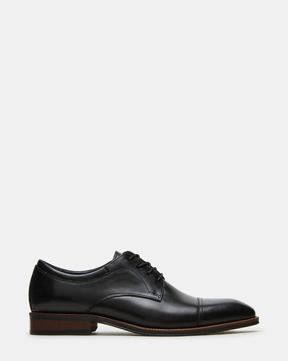 HASEN Black Leather Men's Lace-Up Dress Shoe