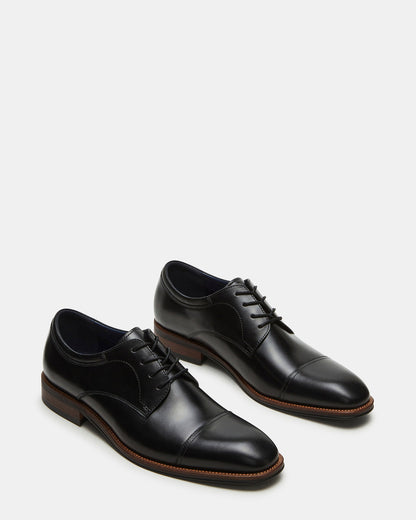 HASEN Black Leather Men's Lace-Up Dress Shoe